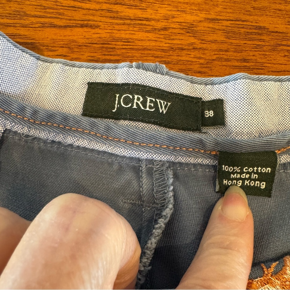 J. Crew Cotton Chino Flat Front Shorts With Embroidered Marlin Swordfish Size 38 - Picture 4 of 9
